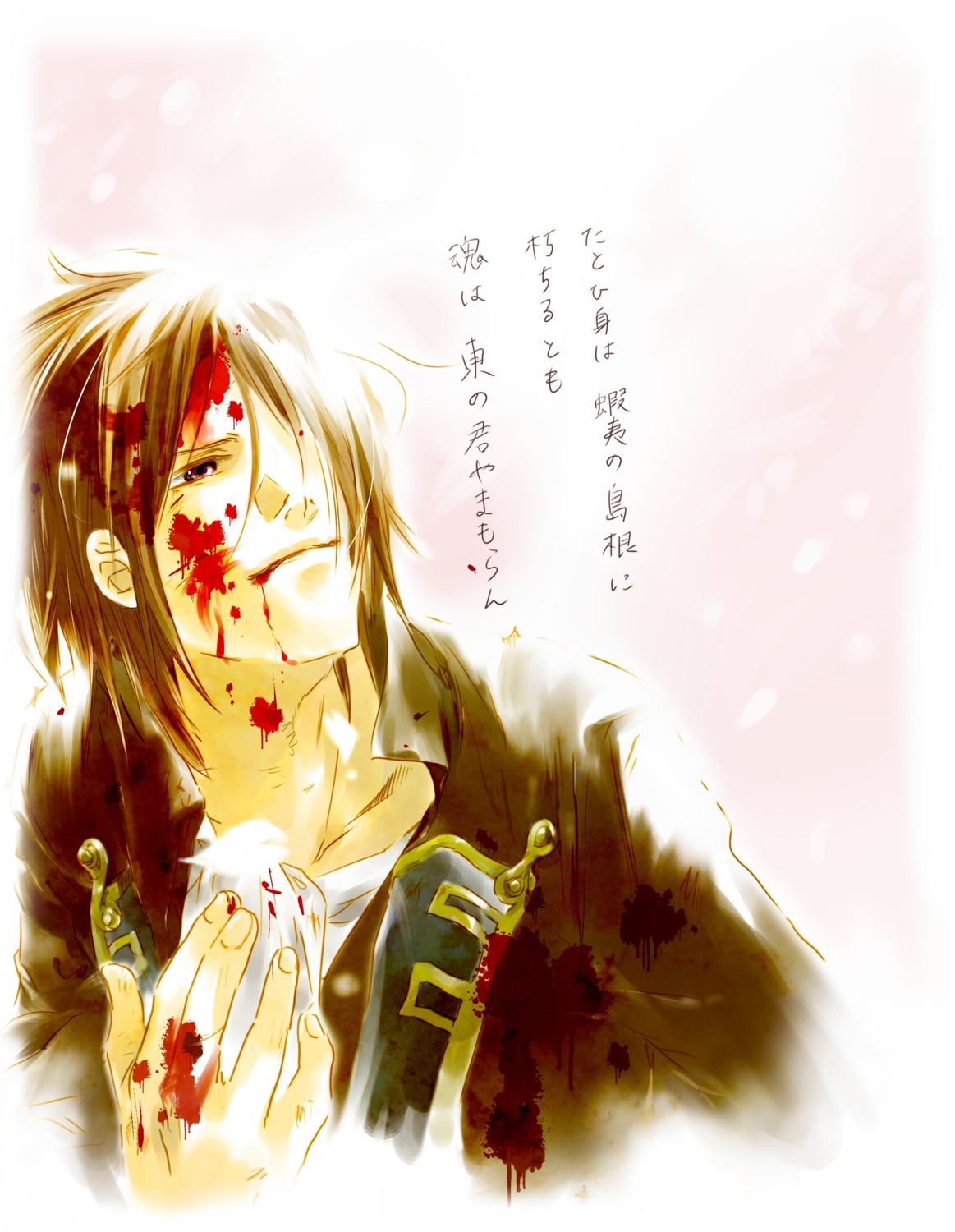 akio_(pixiv2535432) blood hijikata_toshizou hijikata_toshizou_(hakuouki) male