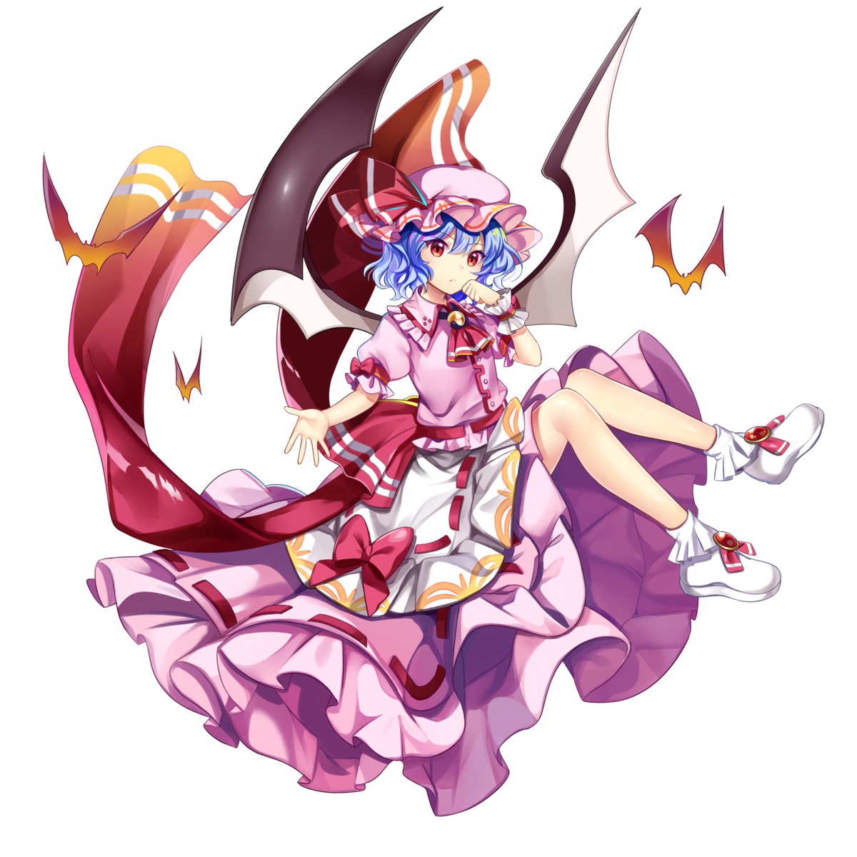 remilia_scarlet skirt_lift tagme touhou wings