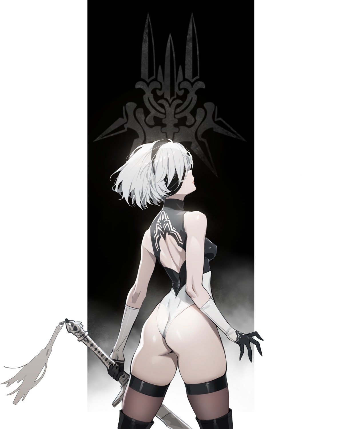 ass leotard nier nier_automata no_bra siino sword thighhighs yorha_no.2_type_b