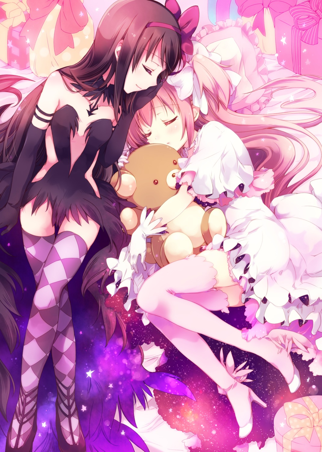 akemi_homura heels kaname_madoka puella_magi_madoka_magica thighhighs ultimate_madoka yamada_ako