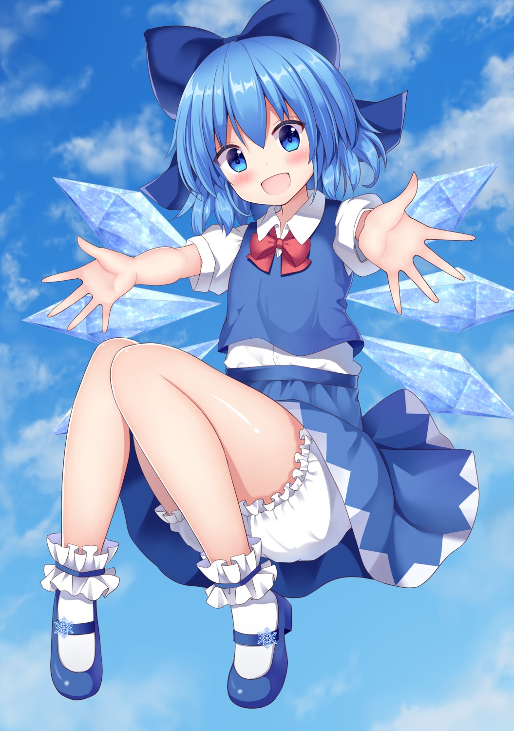 bloomers cirno skirt_lift suigetsu_(watermoon-910) touhou wings