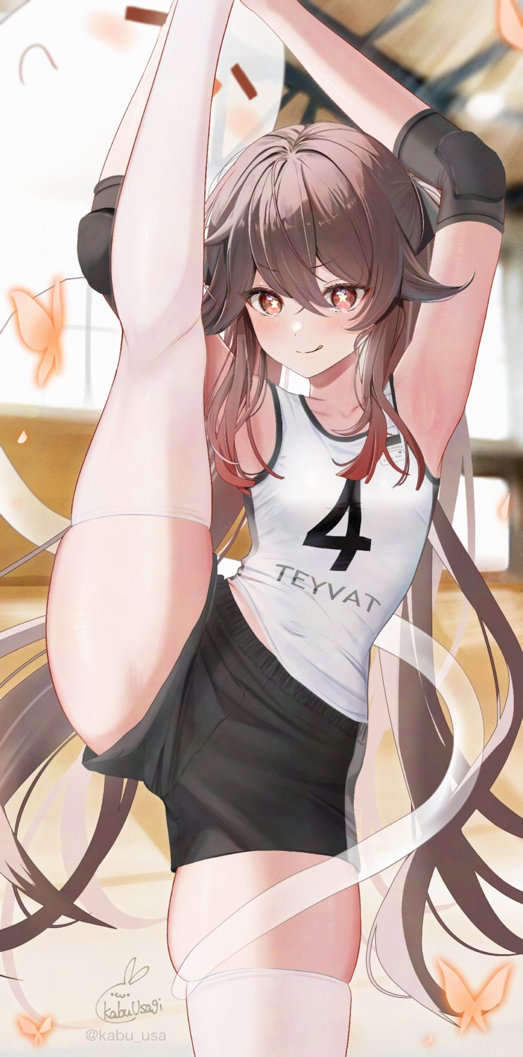 genshin_impact gym_uniform hu_tao kabu_usagi thighhighs