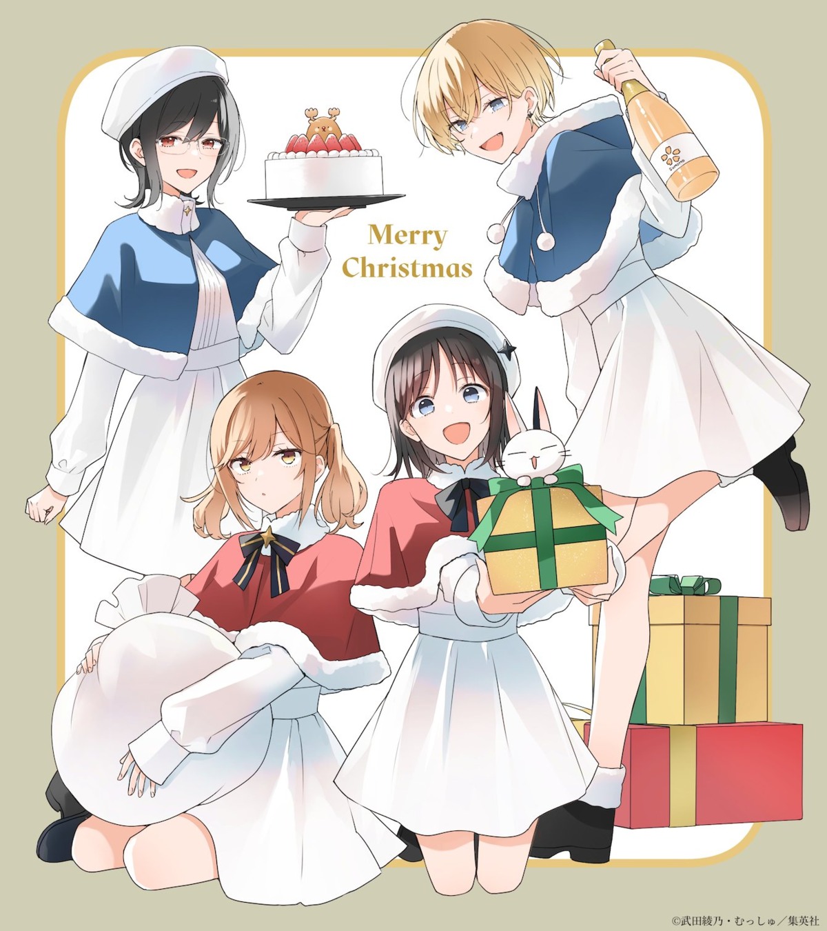 christmas dress hana_wa_saku_shura_no_gotoku haruyama_hana megane musshu natsue_an totonoi_ryouko usurai_mizuki