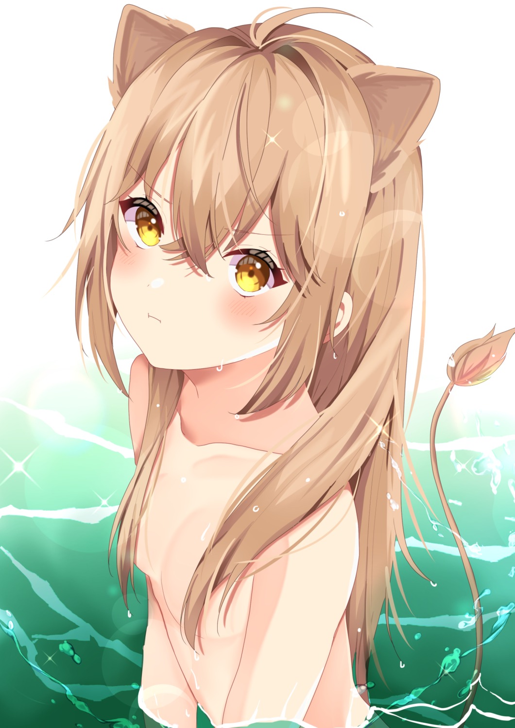 animal_ears indie_virtual_youtuber noa_(hkgbkk8) rurudo_lion tail topless wet