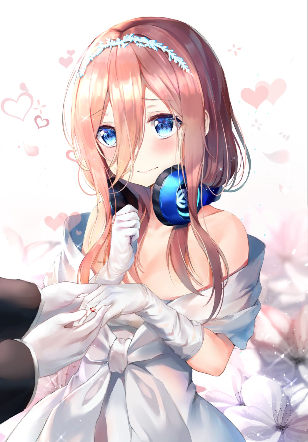 5-toubun_no_hanayome cleavage dress headphones nakano_miku refile wedding_dress