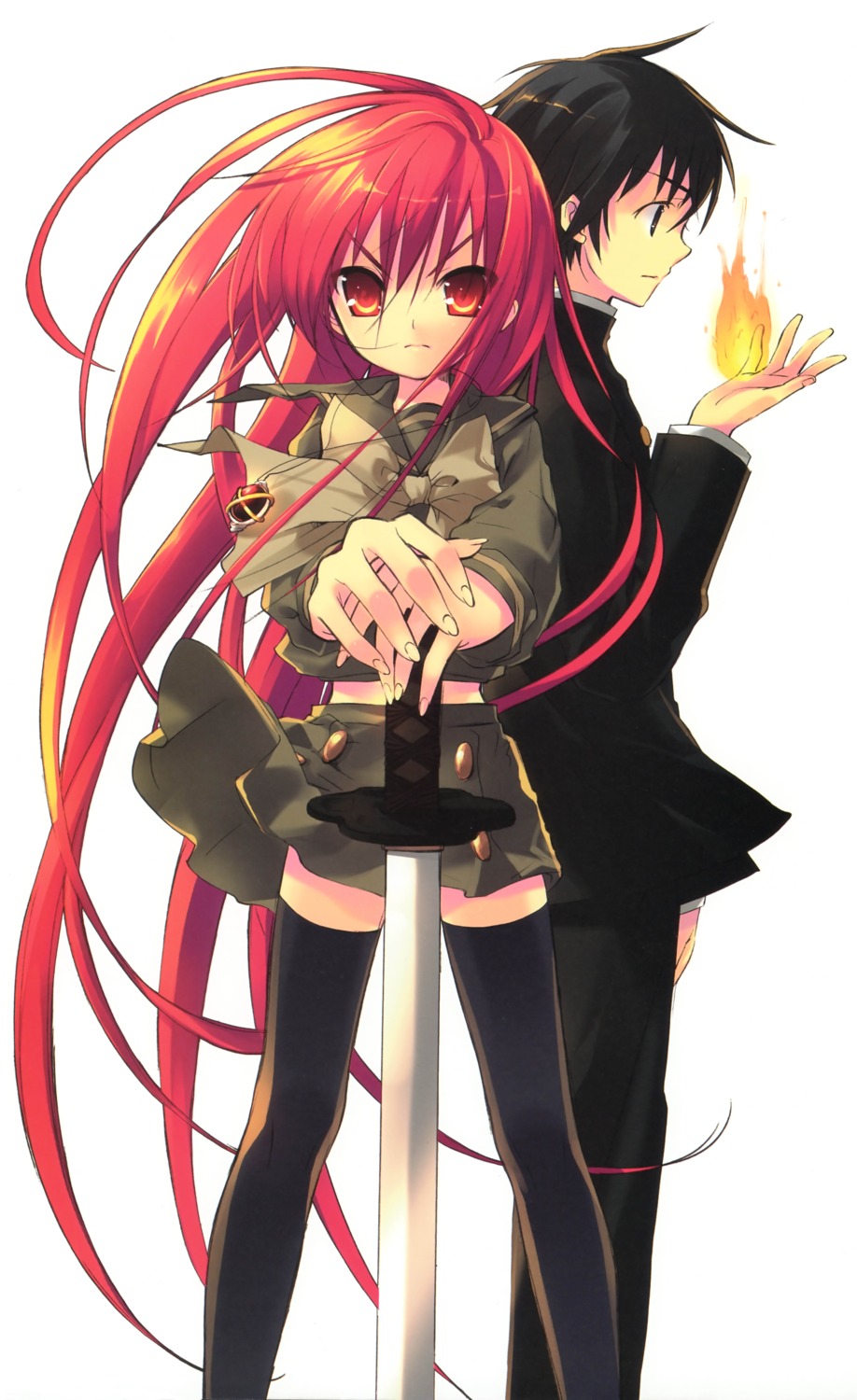 ito_noizi sakai_yuuji scanning_resolution screening seifuku shakugan_no_shana shana sword thighhighs