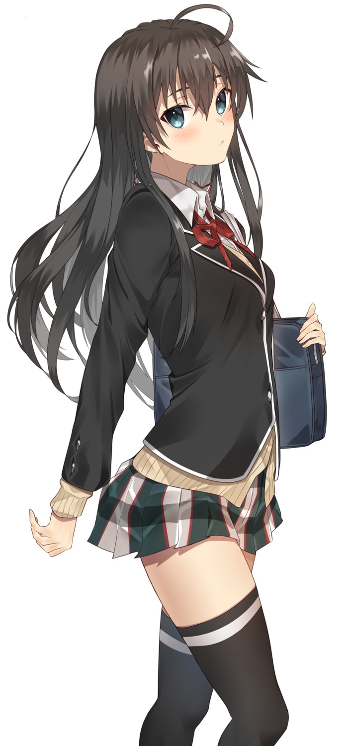 jun_(aousa0328) seifuku sweater thighhighs yahari_ore_no_seishun_lovecome_wa_machigatteiru. yukinoshita_yukino