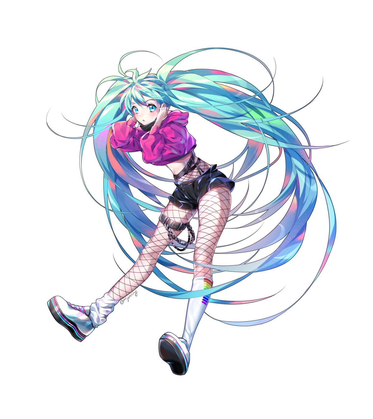 fishnets garter hatsune_miku hyuding pantyhose vocaloid