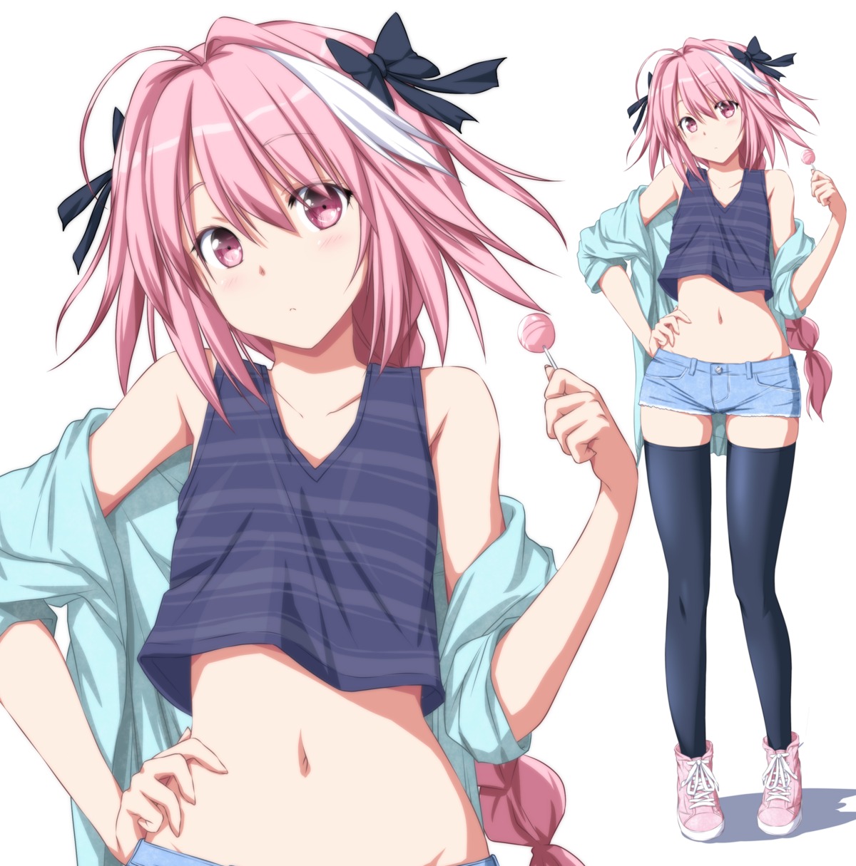 astolfo_(fate) fate/apocrypha fate/grand_order fate/stay_night nori_tamago thighhighs trap