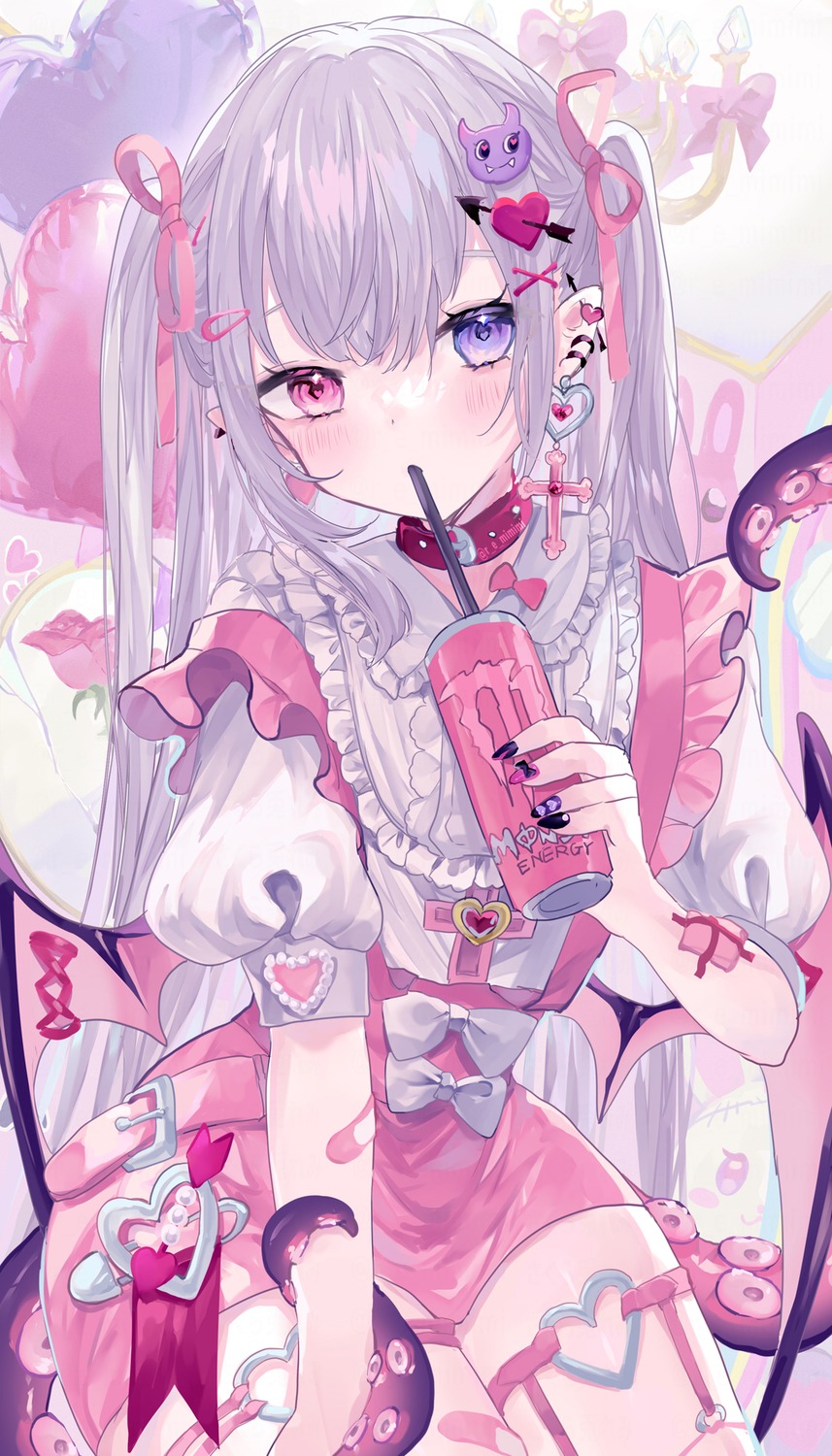 bandaid dress garter heterochromia lolita_fashion remimim stockings tentacles thighhighs wings