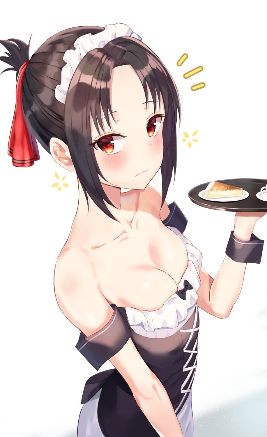 albi cleavage kaguya-sama_wa_kokurasetai_~tensai-tachi_no_renai_zunousen~ maid no_bra shinomiya_kaguya waitress