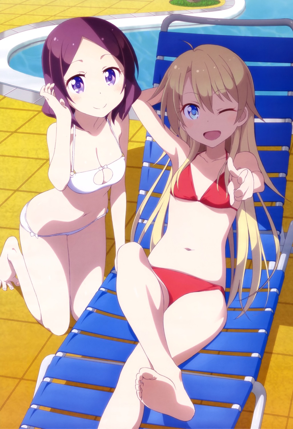 bikini cleavage feet new_game! oka_yuuichi swimsuits tooyama_rin yagami_kou