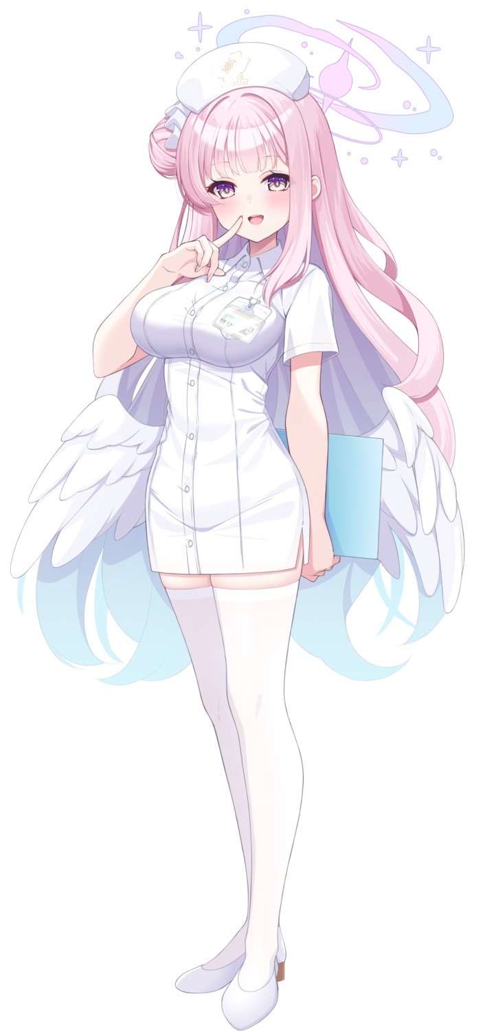 angel blue_archive fukemachi misono_mika nurse thighhighs wings