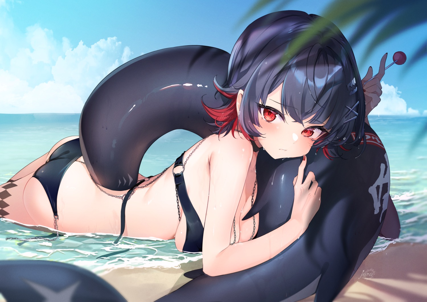 bikini ellen_joe jura swimsuits tail wet zenless_zone_zero