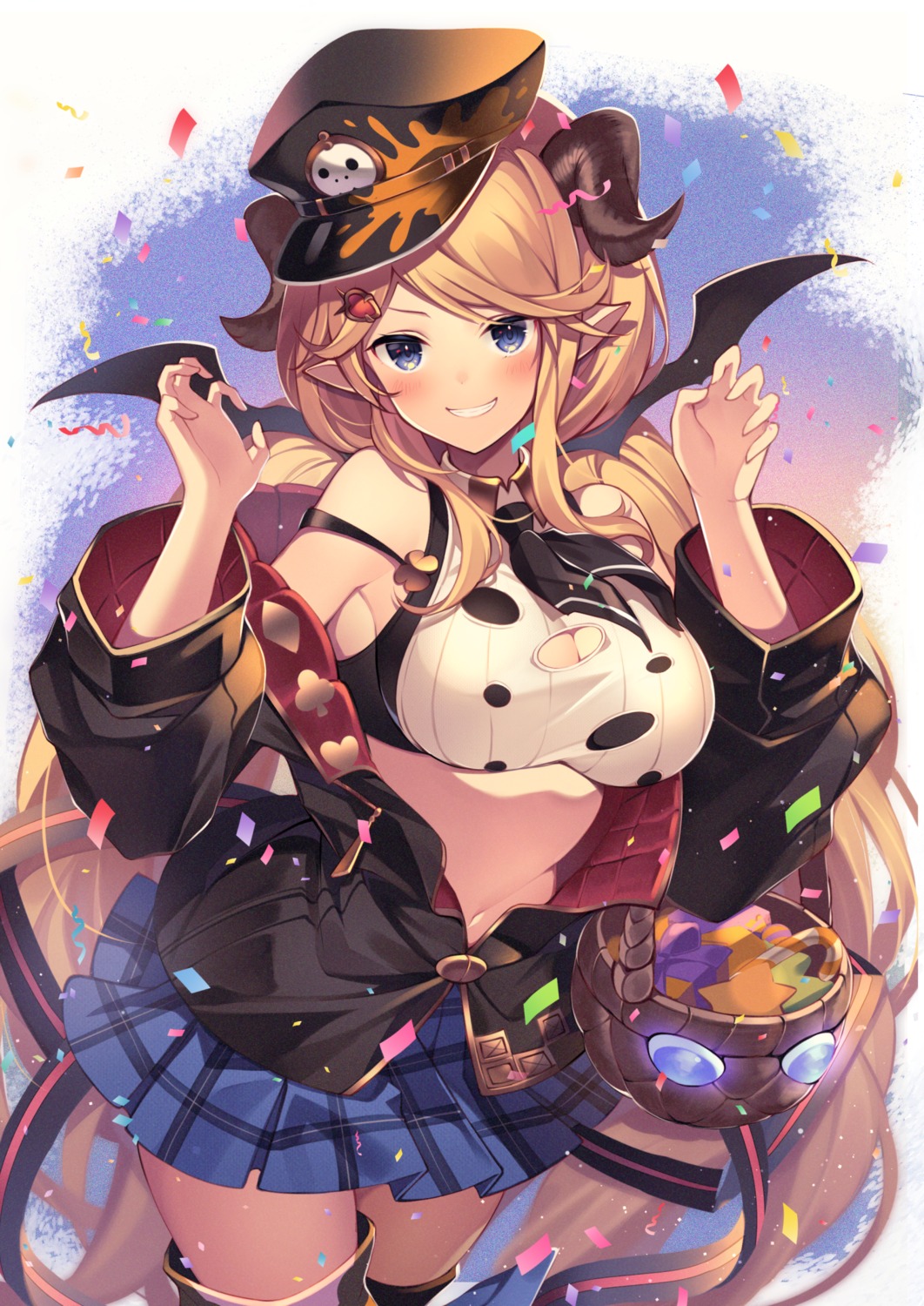 cleavage granblue_fantasy halloween homadelic horns pointy_ears thighhighs wings