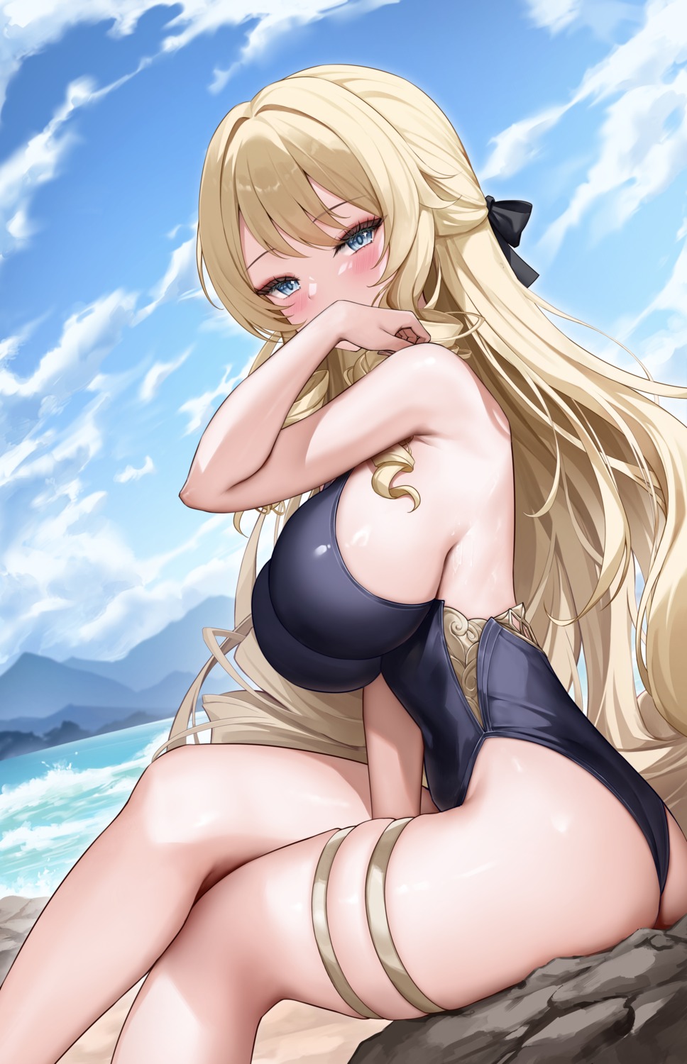 garter genshin_impact lunacle navia swimsuits