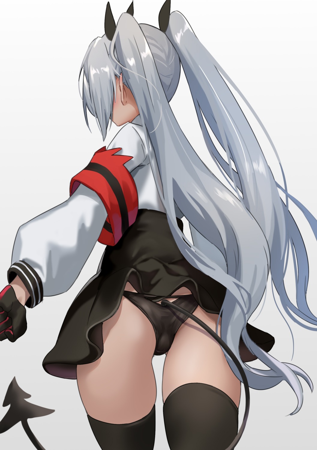 ass blue_archive pantsu seifuku shiromi_iori skirt_lift tail taotao thighhighs