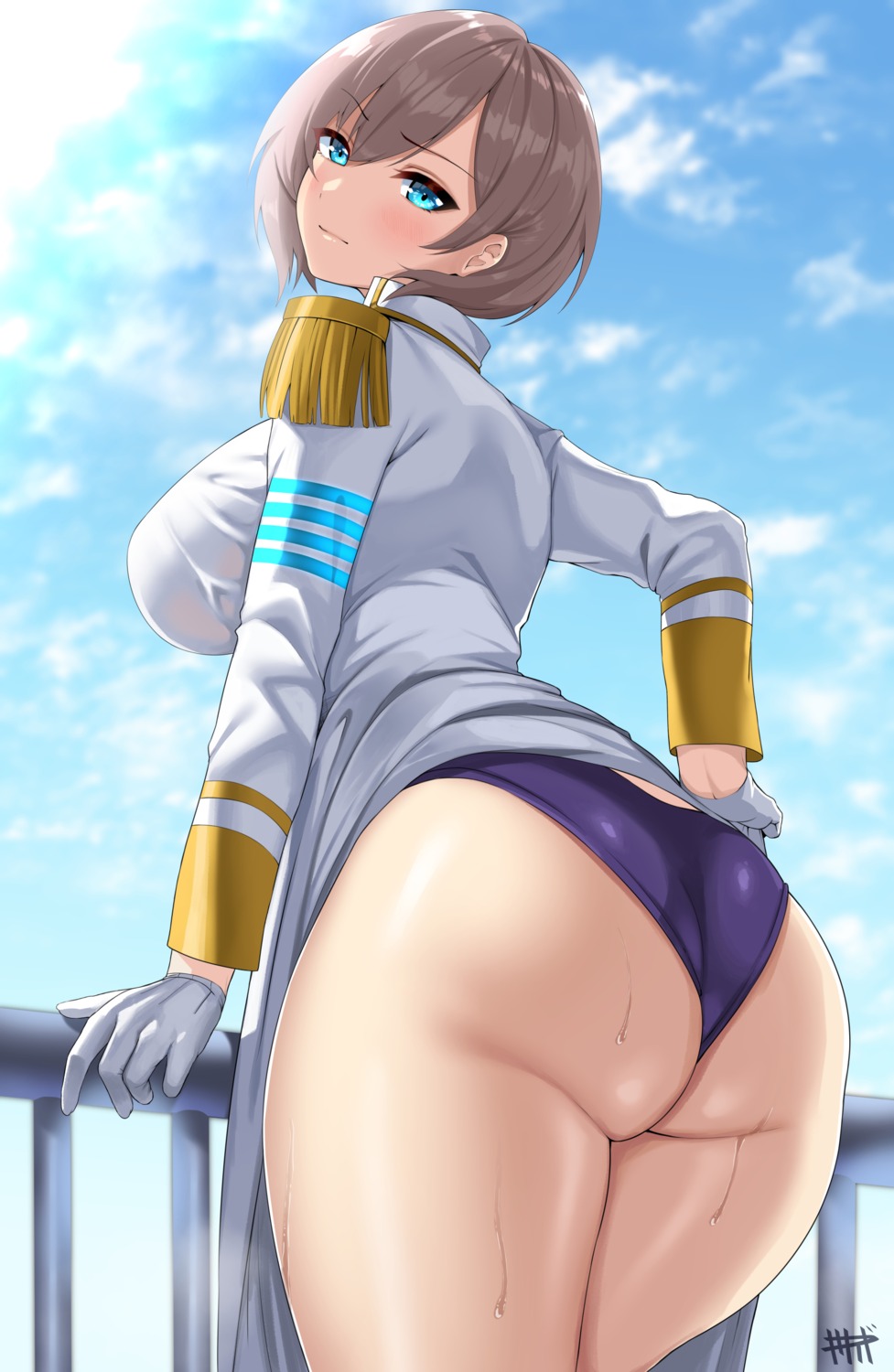 ass kisaragi_tsurugi mujina pantsu skirt_lift ssss.dynazenon uniform