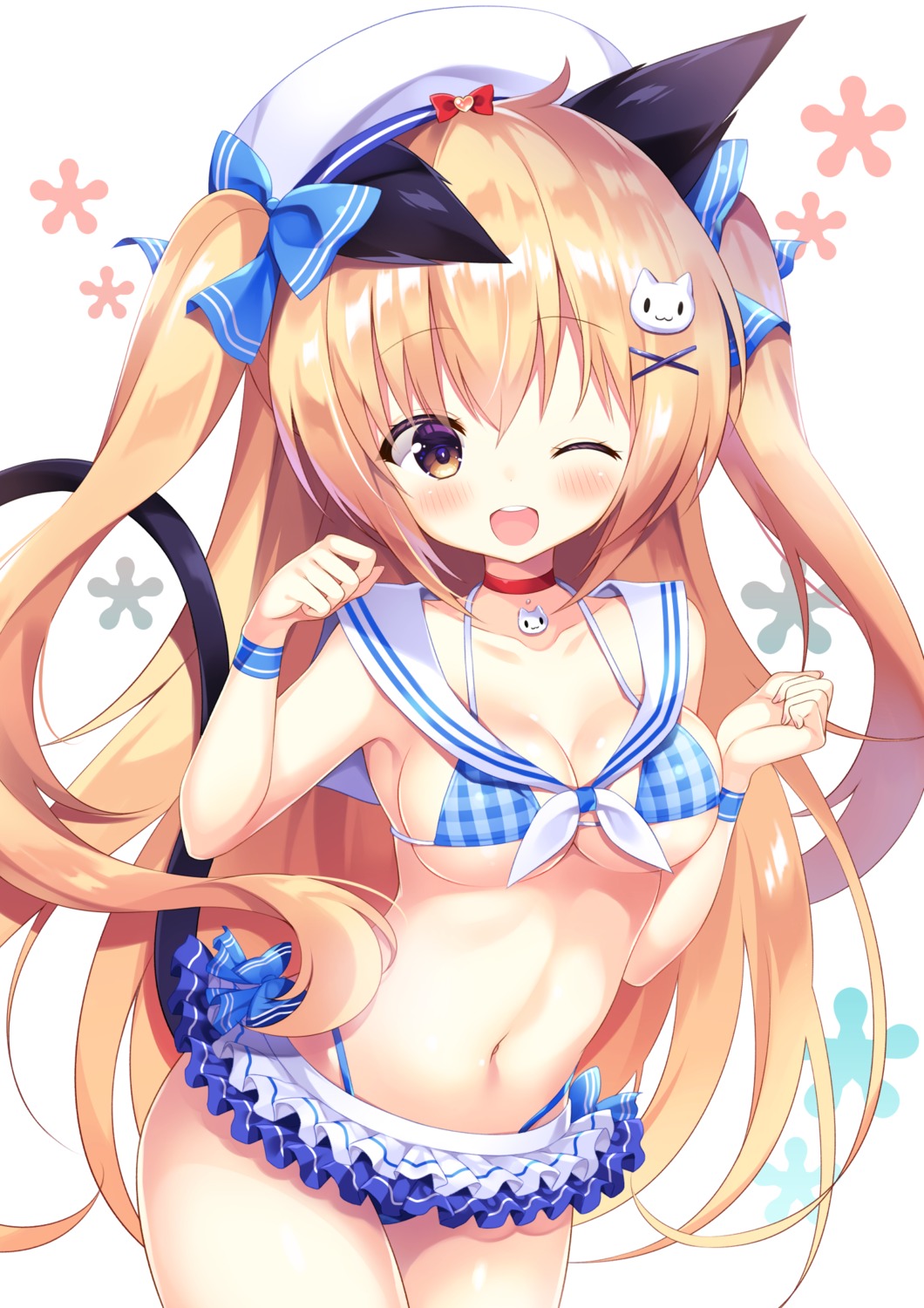 animal_ears bikini cleavage nanohana_kohina swimsuits tail underboob