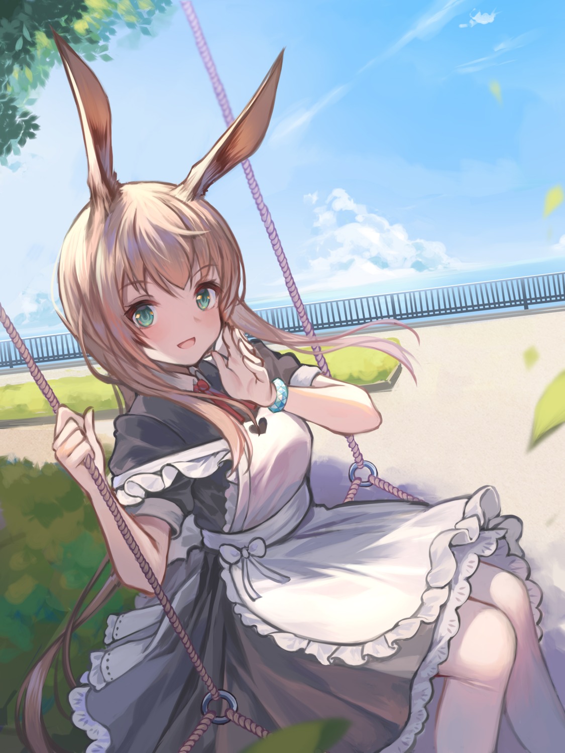 amiya_(arknights) animal_ears arknights baiiya bunny_ears maid