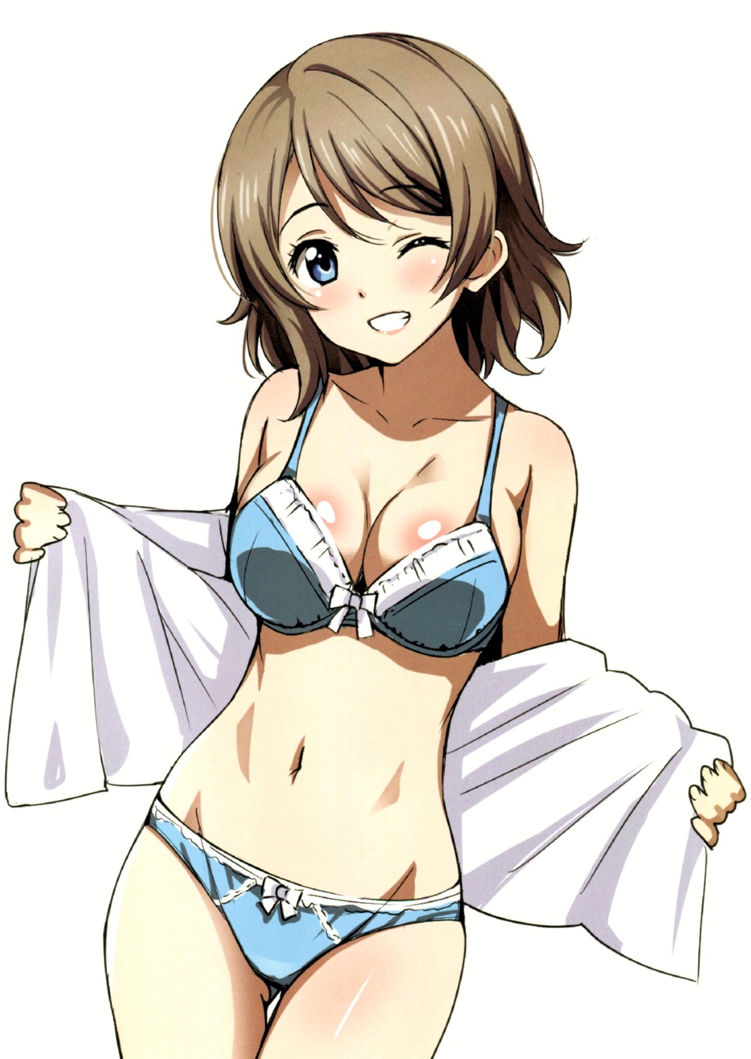 bra cleavage love_live!_sunshine!! open_shirt pantsu sankuro undressing watanabe_you