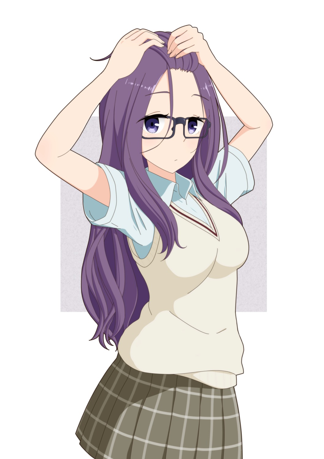 kagamihara_sakura megane seifuku shigoto_mumble sweater yurucamp