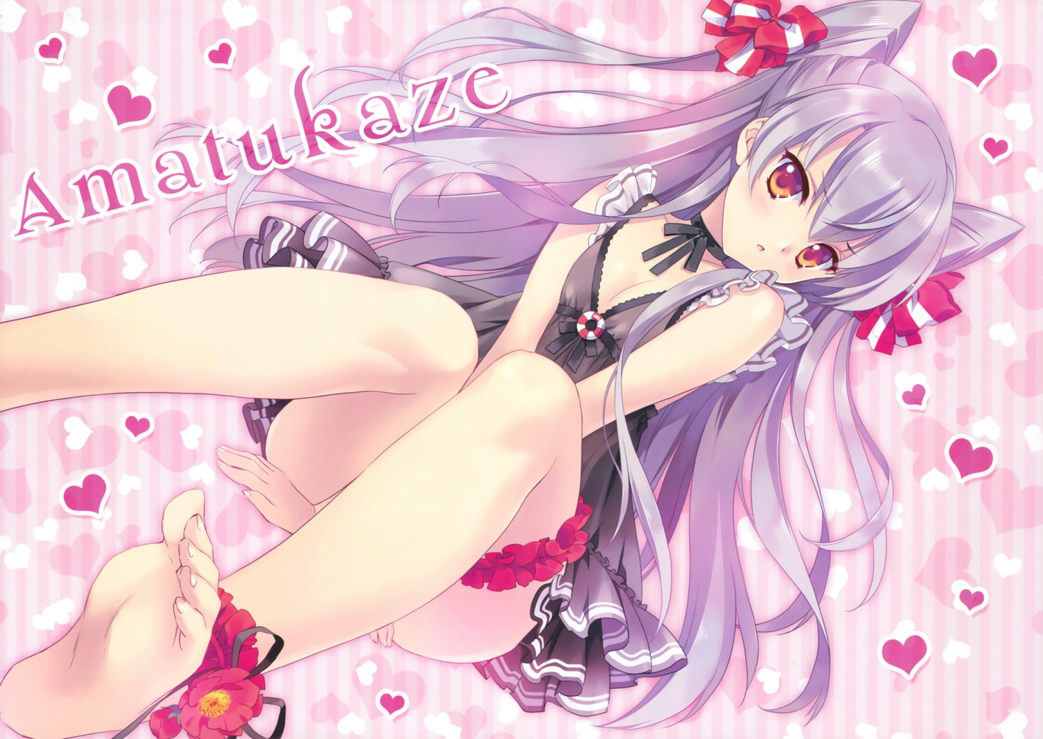 amatsukaze_(kancolle) carnelian cleavage feet fixed garter kantai_collection lingerie