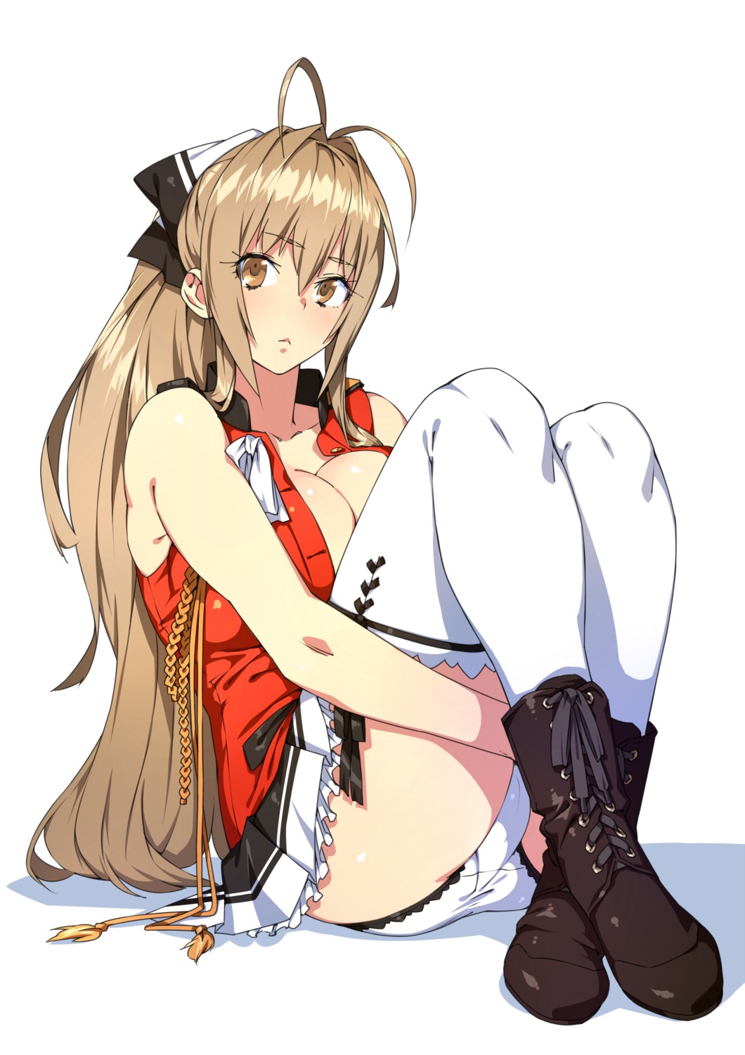 amagi_brilliant_park cameltoe cleavage no_bra open_shirt pantsu real_xxiii sento_isuzu thighhighs