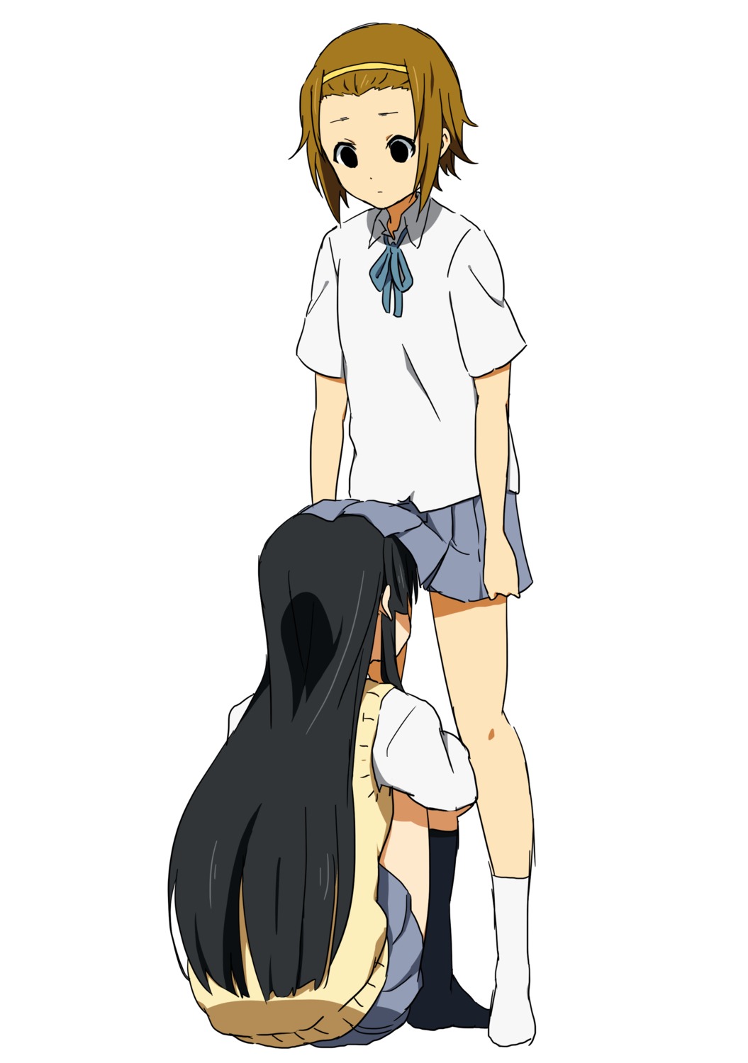 akiyama_mio k-on! kicchi seifuku skirt_lift tainaka_ritsu