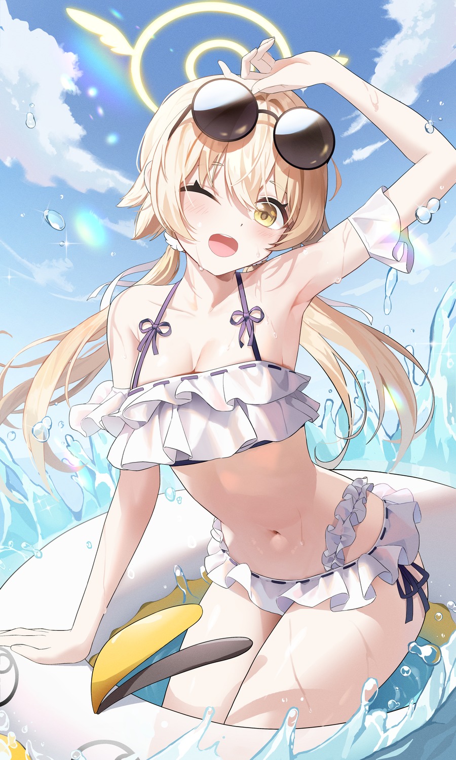 ajitani_hifumi atom_mtoa bikini blue_archive halo megane swimsuits wet