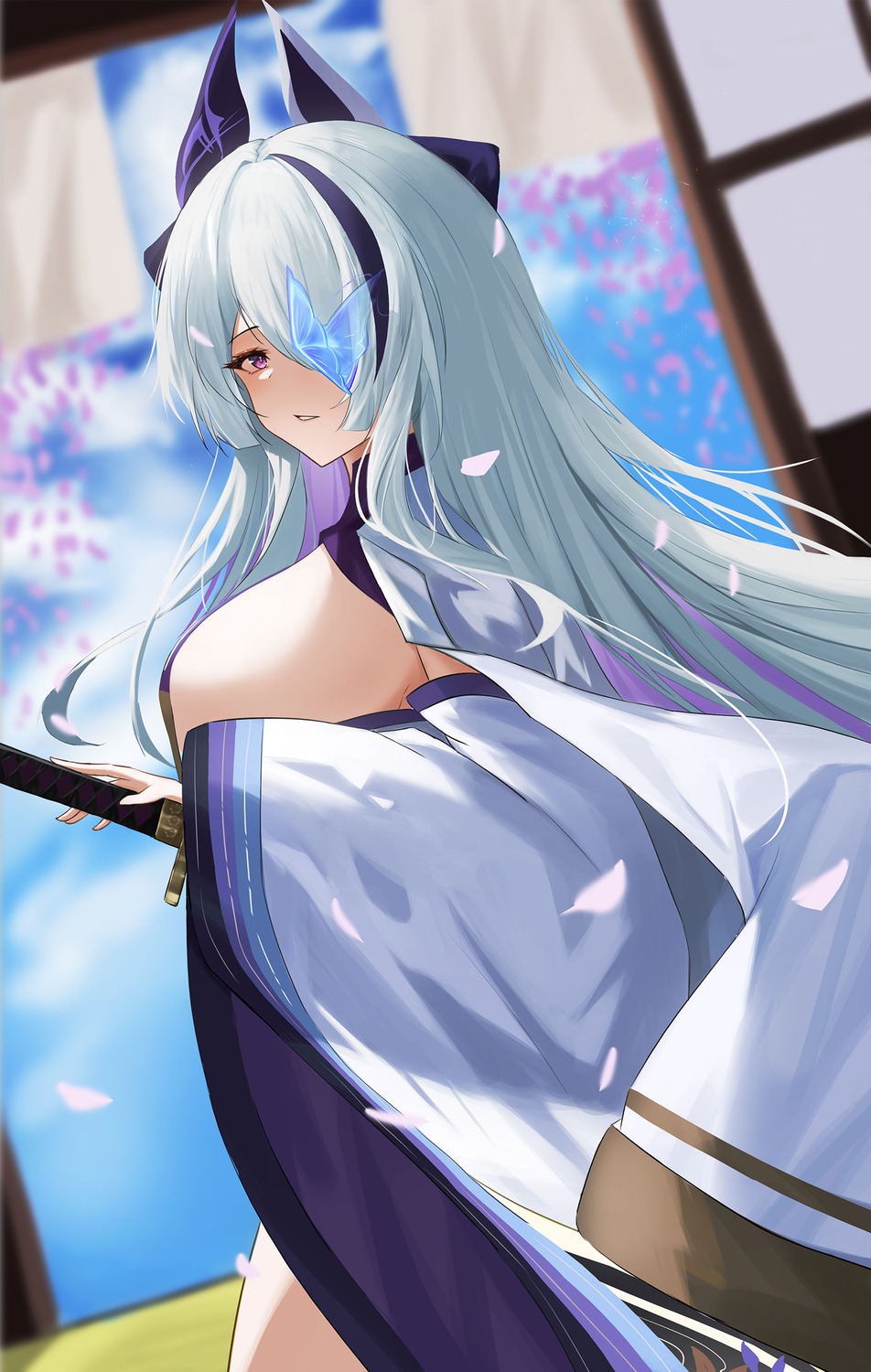 azur_lane japanese_clothes no_bra slqnsdl unzen_(azur_lane)