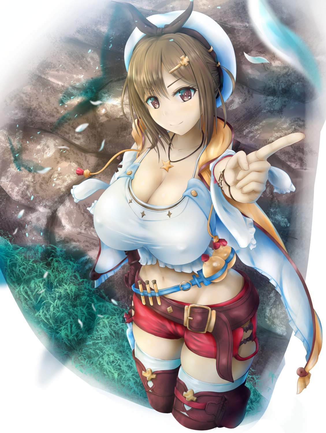 atelier atelier_ryza cleavage ellezion erect_nipples no_bra reisalin_stout thighhighs