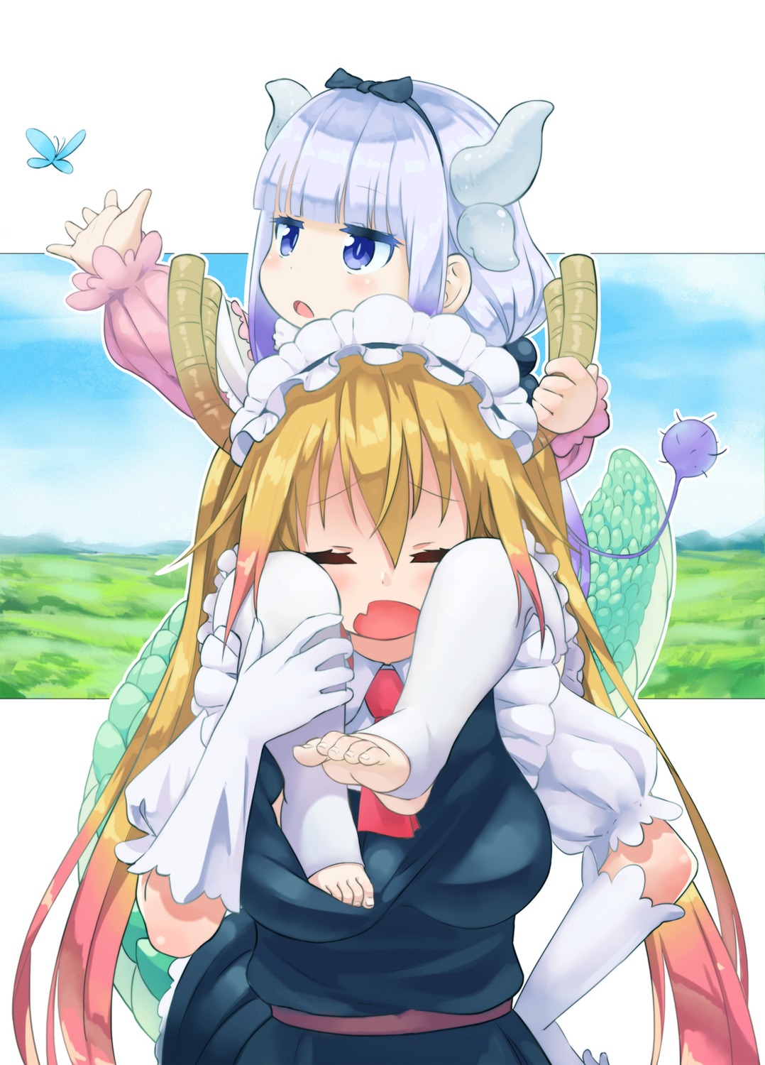 feet horns kanna_kamui kobayashi-san_chi_no_maidragon maid songchuan_li tooru_(maidragon)