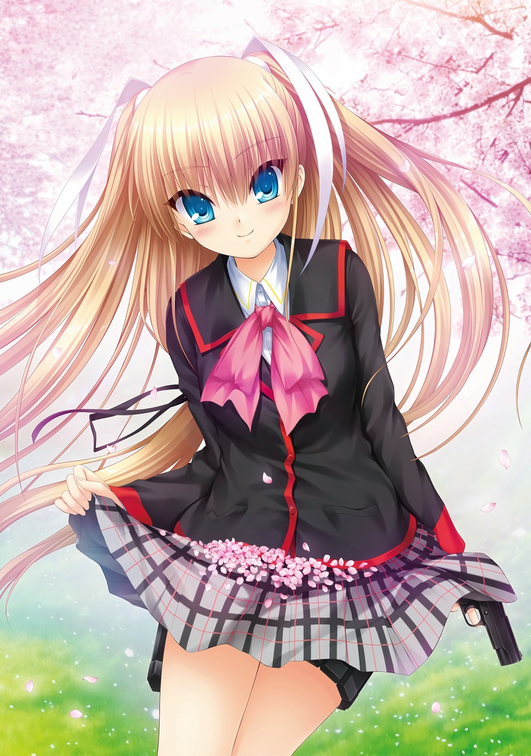 gun key little_busters! na-ga seifuku skirt_lift tokido_saya