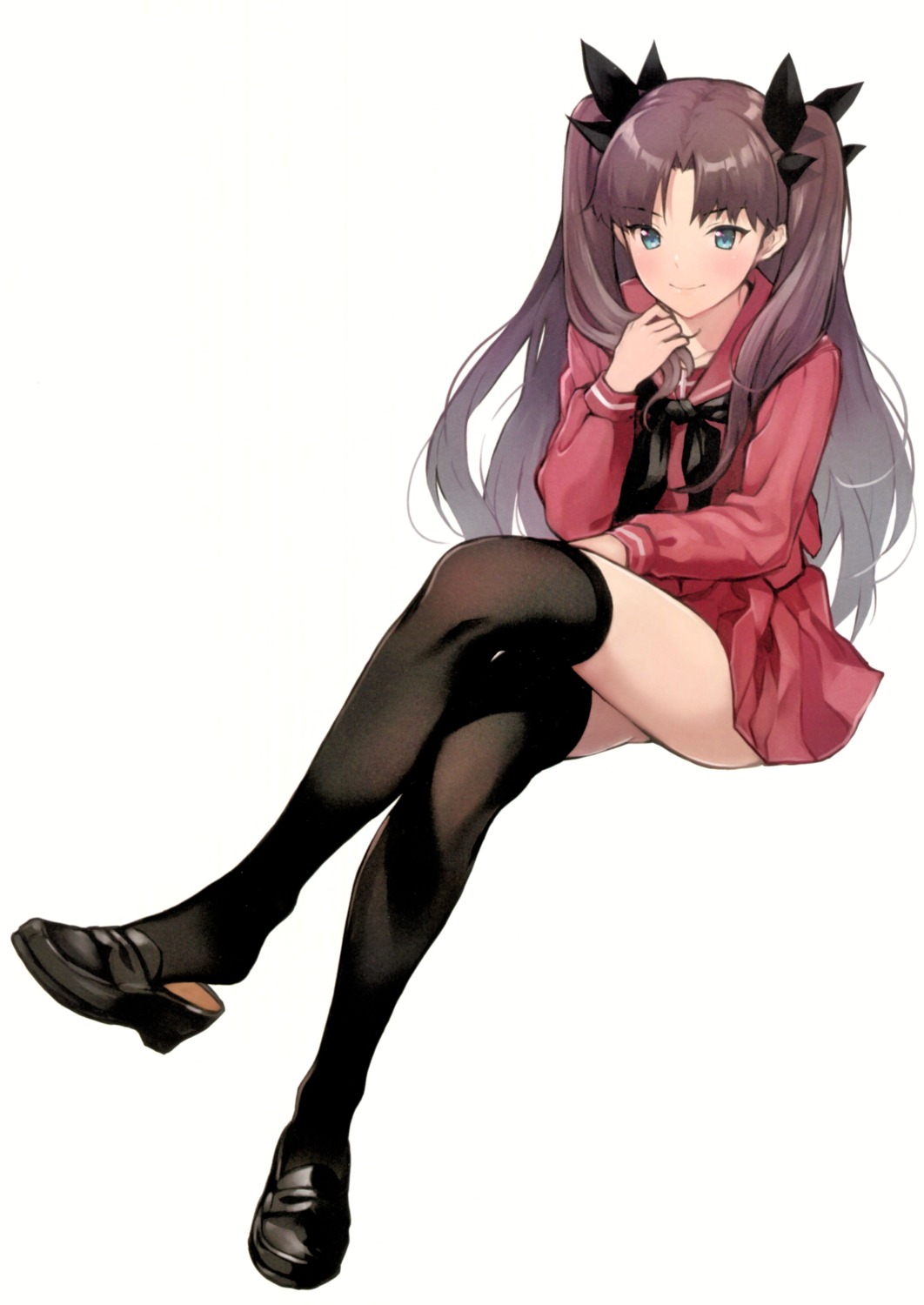 doushimasho fate/stay_night seifuku skirt_lift thighhighs toosaka_rin