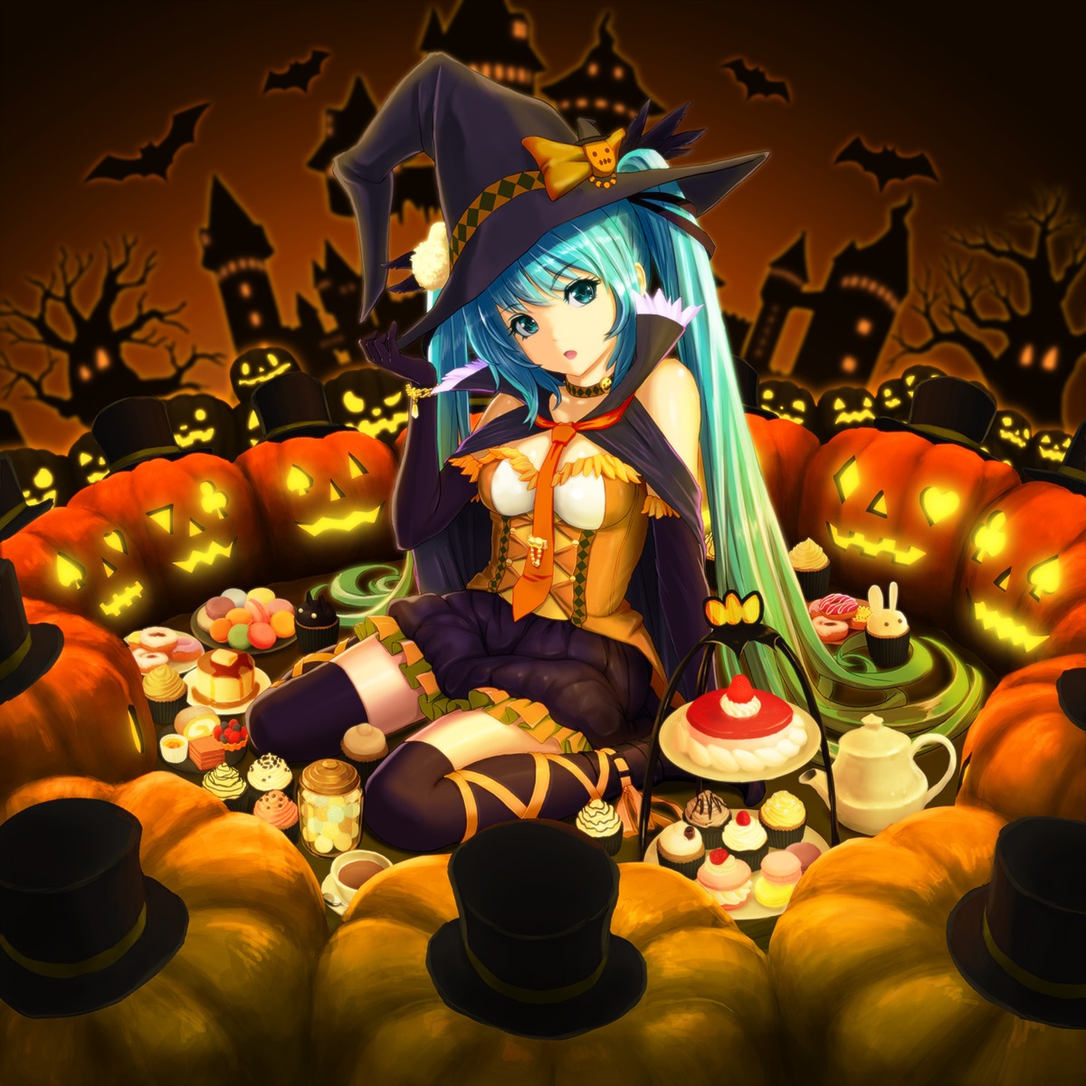 halloween hatsune_miku sugimasa thighhighs vocaloid witch