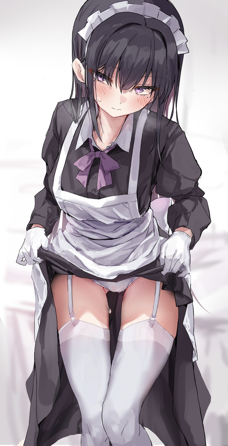 maid pantsu skirt_lift stockings thighhighs toshizou_(0714)