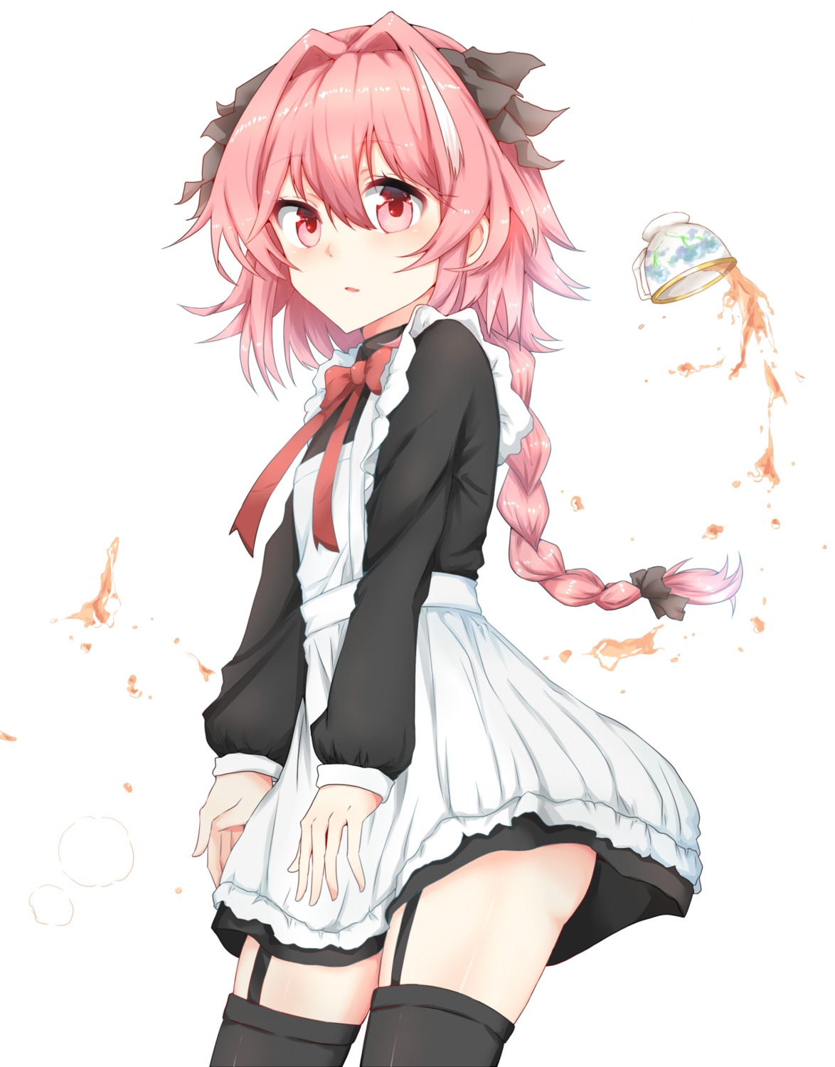 astolfo_(fate) fate/apocrypha fate/stay_night kaname_game_etc maid stockings thighhighs trap waitress