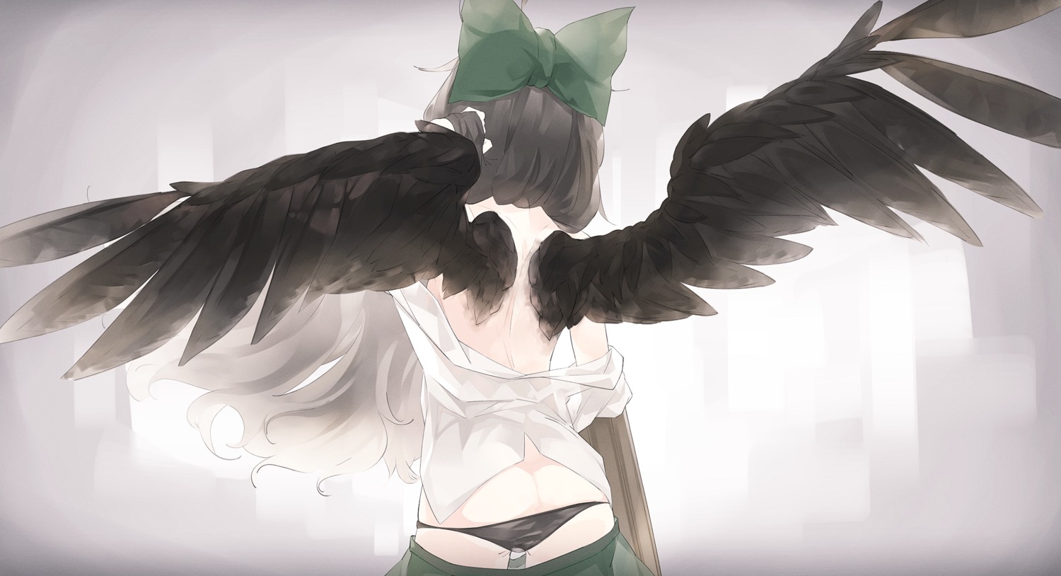 ass no_bra pantsu panty_pull tagme touhou wings