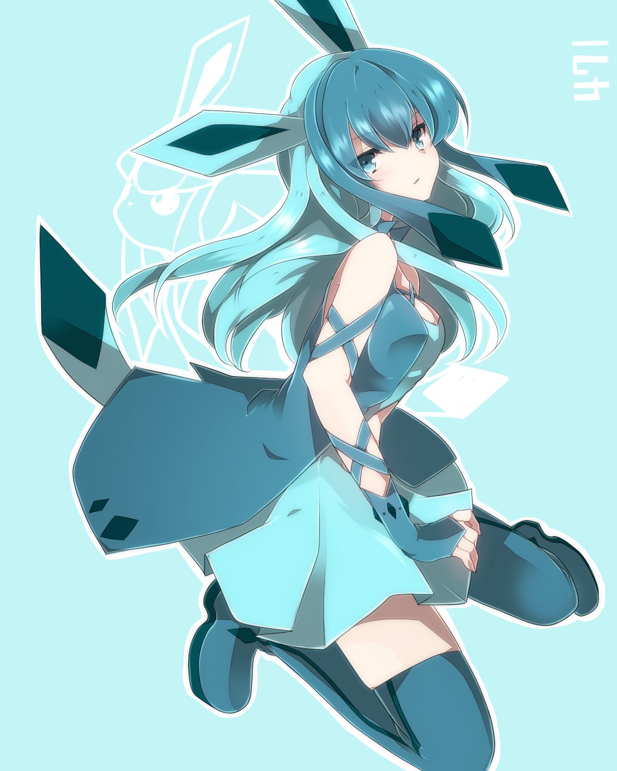 anthropomorphization glaceon pokemon takeshima_eku thighhighs