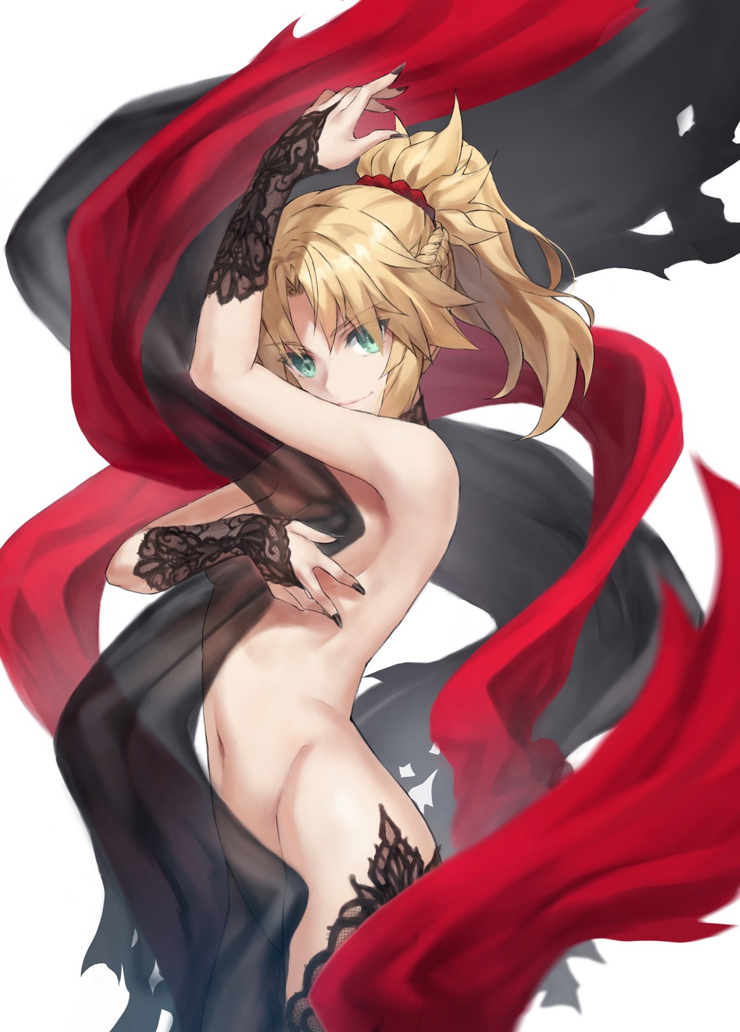 breast_hold fate/apocrypha fate/stay_night mordred_(fate) naked thighhighs tonee