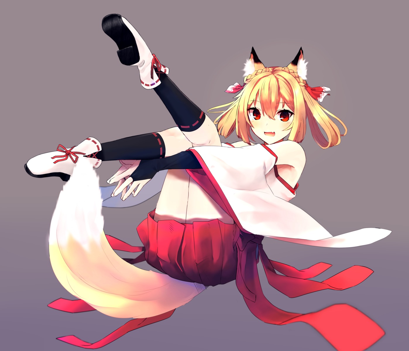 animal_ears kitsune miko naitsu tail