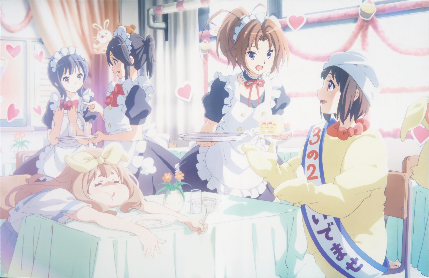 hibike!_euphonium kasaki_nozomi maid nakagawa_natsuki nakaseko_kaori seifuku waitress yoroizuka_mizore yoshikawa_yuuko