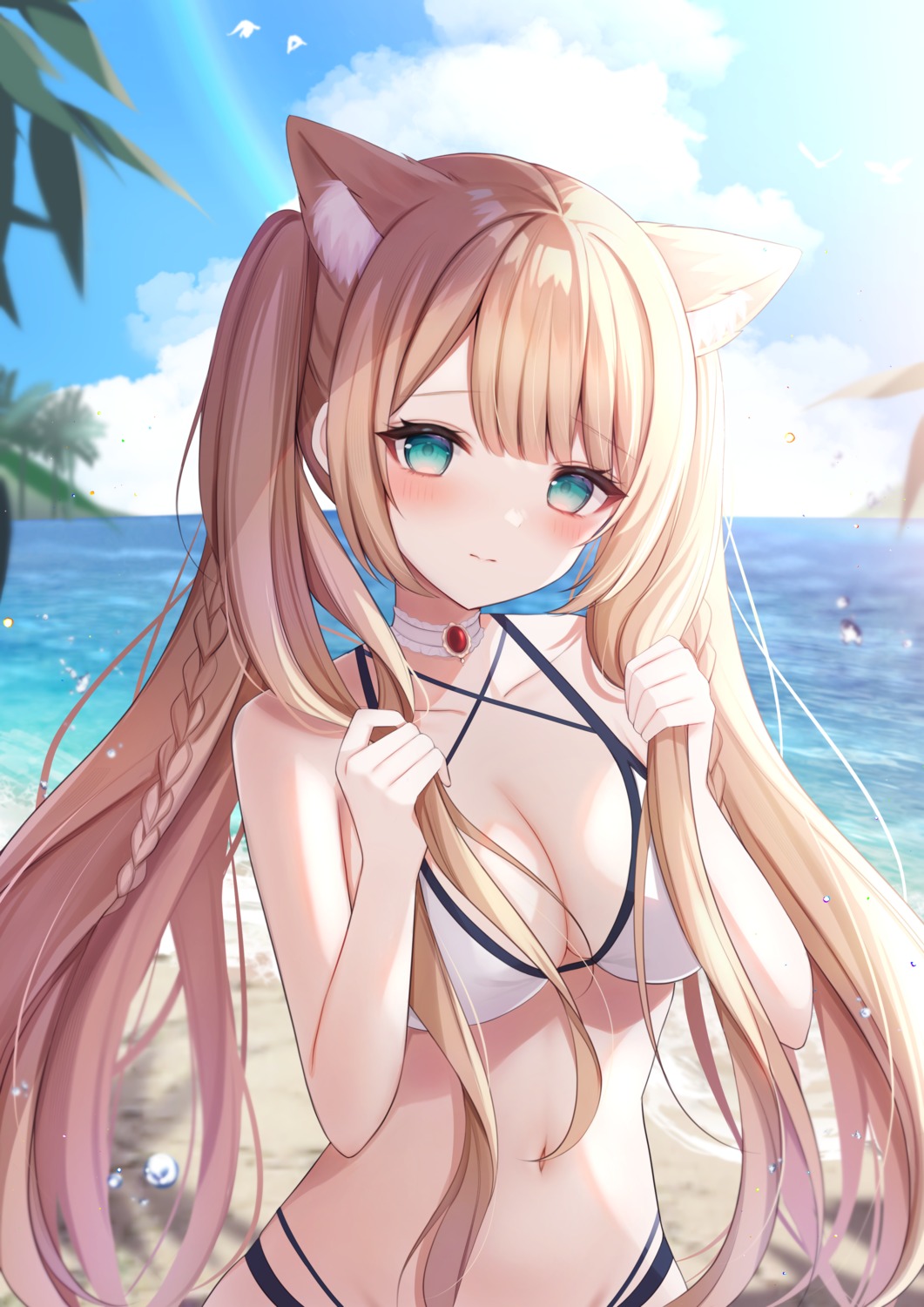 animal_ears bikini komari_mhy nekomimi swimsuits