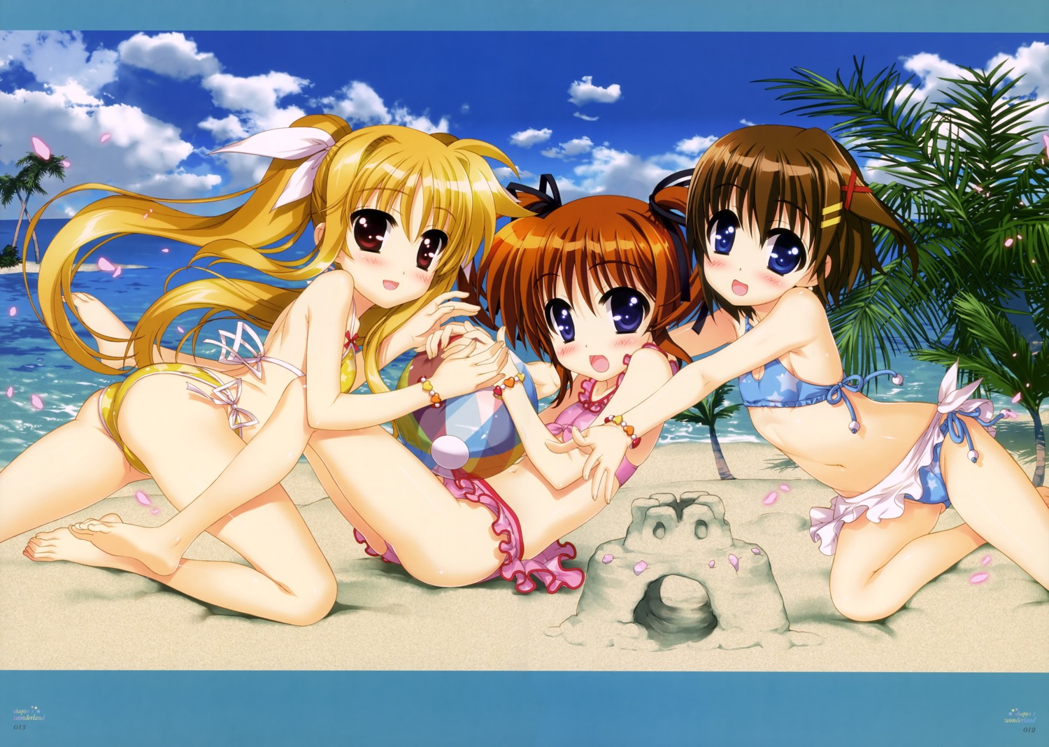 ass bikini cleavage fate_testarossa feet fujima_takuya loli mahou_shoujo_lyrical_nanoha swimsuits takamachi_nanoha underboob yagami_hayate