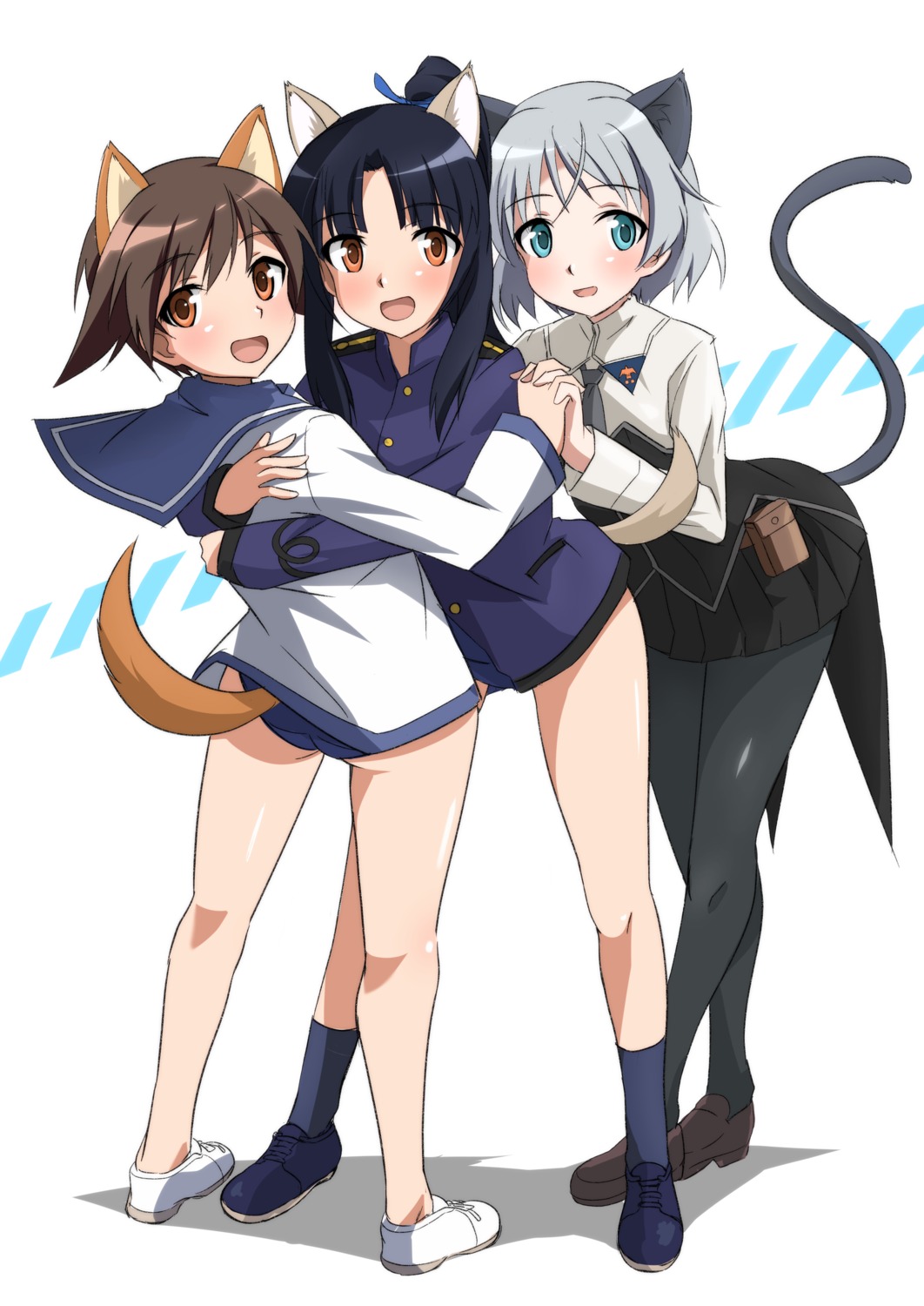 animal_ears ass hattori_shizuka inumimi miyafuji_yoshika nekomimi pantyhose sanya_v_litvyak school_swimsuit seifuku strike_witches strike_witches:_operation_victory_arrow strike_witches_2 strike_witches_gekijouban swimsuits tail tricky_46 uniform