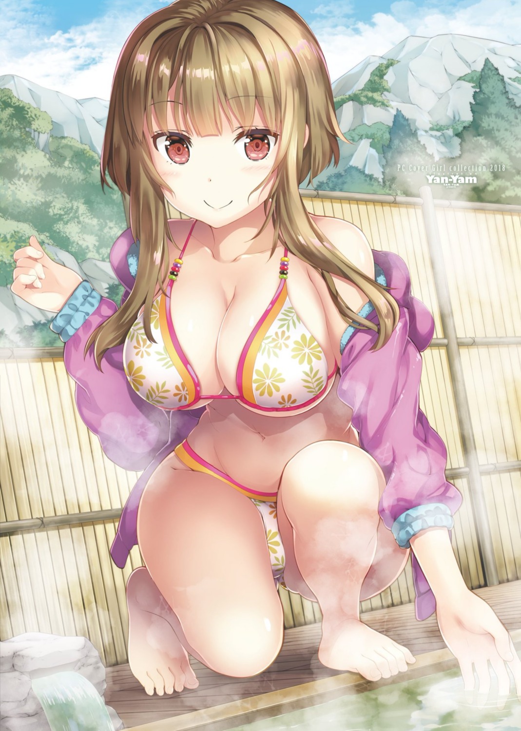 bikini cleavage onsen open_shirt swimsuits underboob wet yan-yam