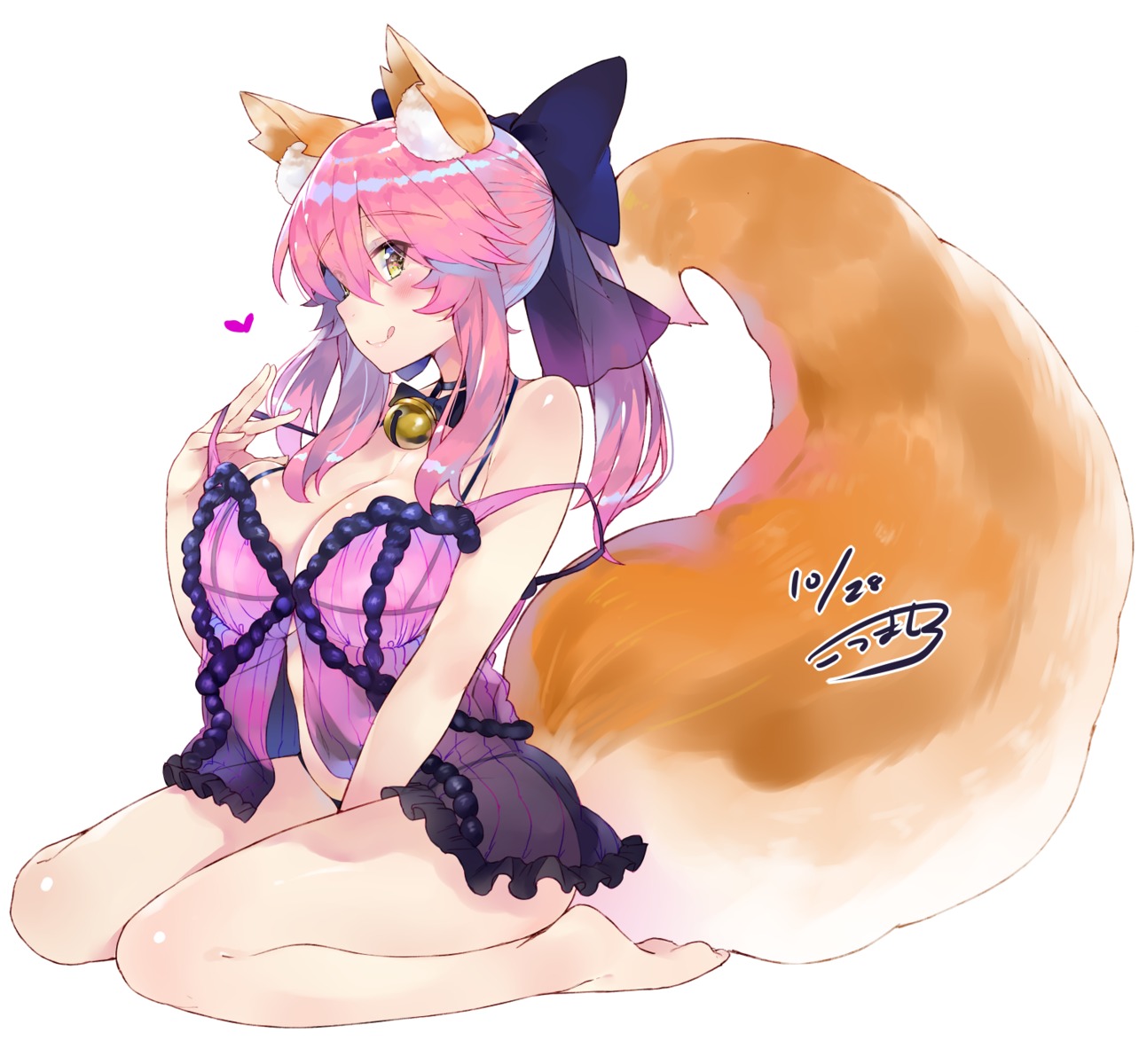 animal_ears cleavage fate/extra fate/grand_order fate/stay_night kou_mashiro lingerie pantsu see_through tail tamamo_no_mae