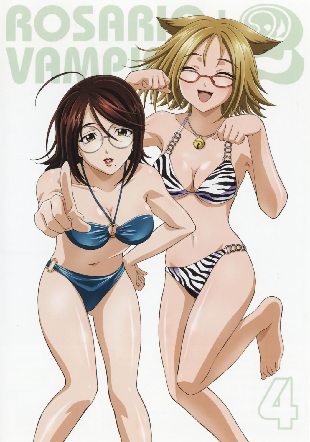 bikini cleavage disc_cover jpeg_artifacts kagome_ririko megane nekonome_shizuka rosario_+_vampire swimsuits