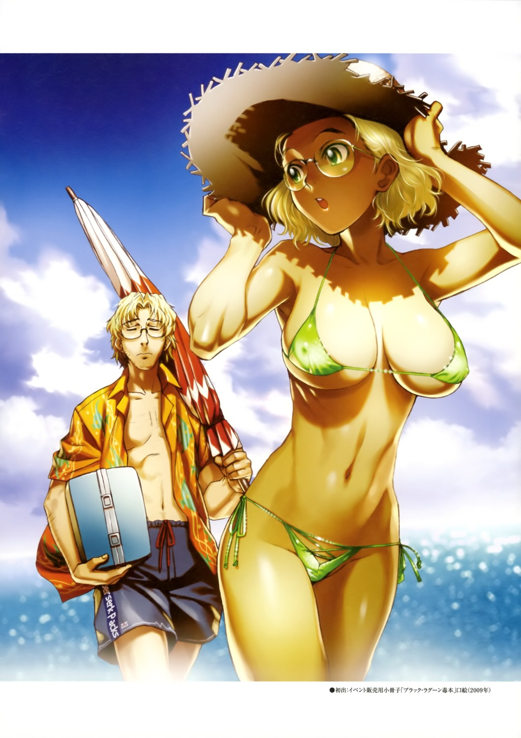 benny bikini black_lagoon cleavage erect_nipples hiroe_rei janet_bhai megane swimsuits underboob